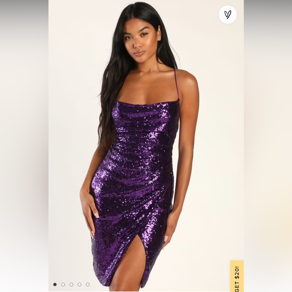 LULUs Love the Attention Purple Sequin Lace-Up Mini Tulip Dress